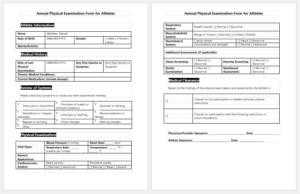 Annual Physical Examination Form for Athletes