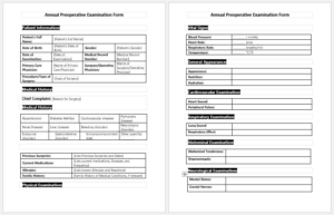 Annual Preoperative Examination Form