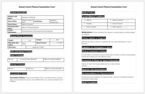 Annual School Physical Examination Form