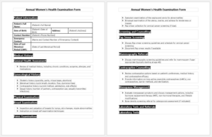 Annual Women’s Health Examination Form