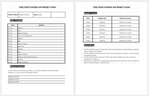 Daily Infant Schedule and Weight Tracker