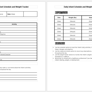 Daily Infant Schedule and Weight Tracker