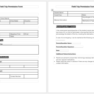 Field Trip Permission Form