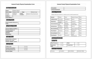 General Yearly Physical Examination Form