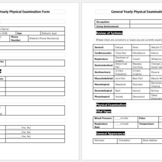 General Yearly Physical Examination Form