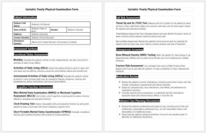 Geriatric Yearly Physical Examination Form