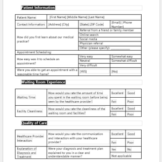 Medical Practice Survey Form