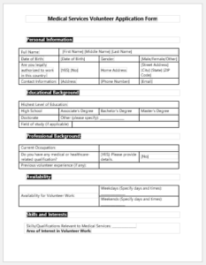 Medical Services Volunteer Application Form