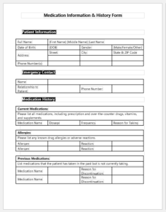 Medication Information & History Form