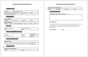 Nursing Schedule Assessment Form