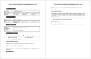 Patient-Doctor Telephone Consultation Record Form