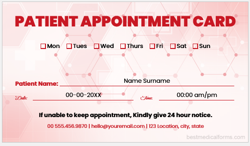 Patient Appointment Card Template