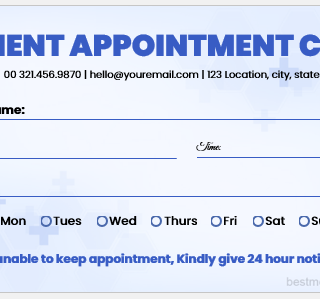 Patient Appointment Card Template