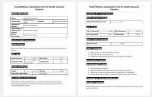 Yearly Wellness Examination Form for Health Insurance Purposes