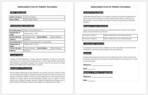 Authorization Form for Pediatric Vaccination