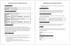 Authorization Form for Pediatric Vision Care