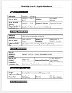 Disability Benefits Application Form