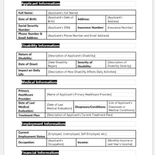 Disability Benefits Application Form