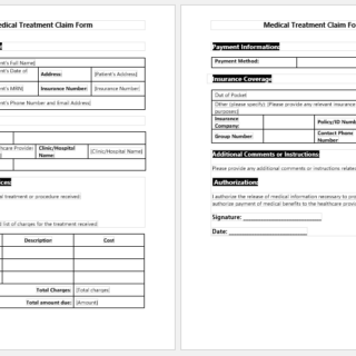 Medical Treatment Claim Form