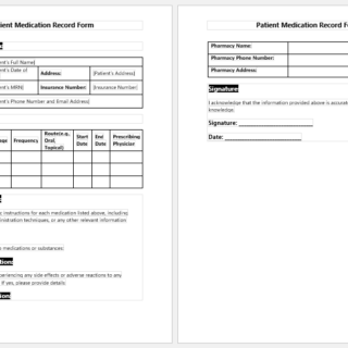 Patient Medication Record Form