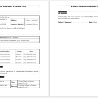 Patient Treatment Schedule Form