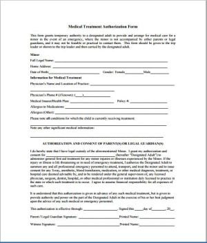 Authorization Form for Child's Medical Treatment | Download