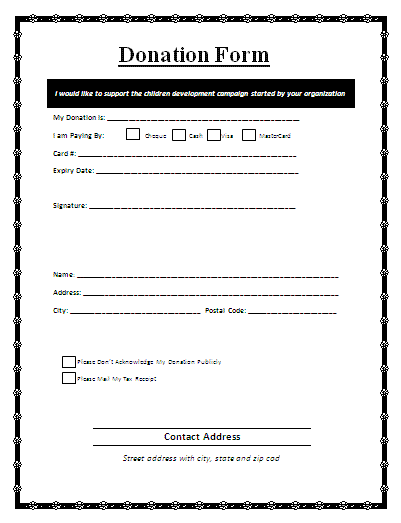 Sample Free Donation Form Printable Medical Forms Letters Sheets