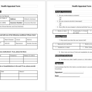 Health Appraisal Form