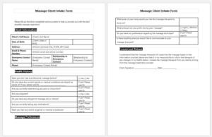 Massage Client Intake Form