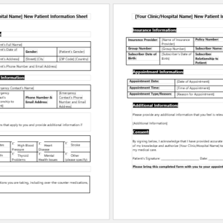 New Patient Information Sheet