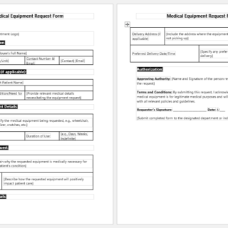 Medical Equipment Request Form