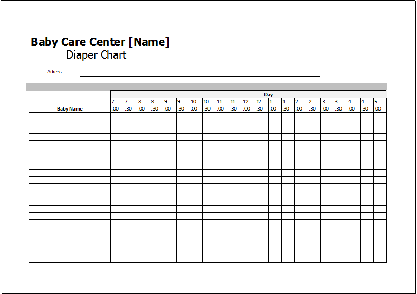 Care Center Diaper Chart Template Download File