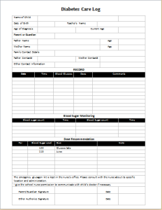 diabetes control sheet | Printable Medical Forms, Letters & Sheets