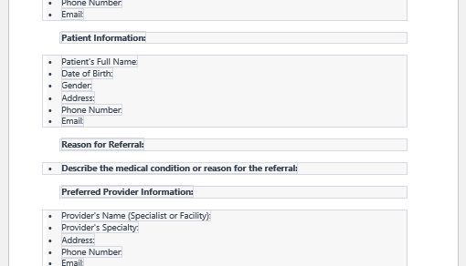 Doctor referral form template