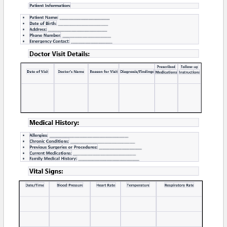 Doctor visit record sheet template