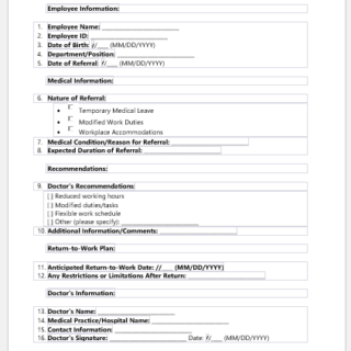 Doctor referral form to employer