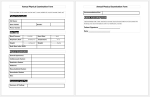 Annual Physical Examination Form