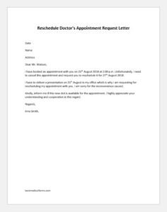 Reschedule Doctor’s Appointment Request Letter