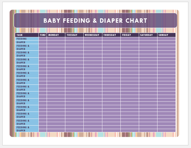 Baby Feeding Diaper Log Printable Medical Forms Letters Sheets