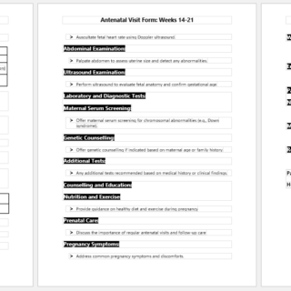 Antenatal Visit Form- Weeks 14-21