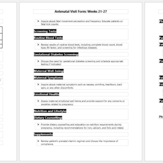 Antenatal Visit Form- Weeks 21-27