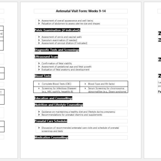 Antenatal Visit Form- Weeks 9-14