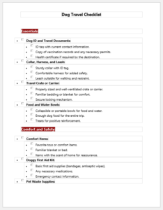 Dog Travel Checklist