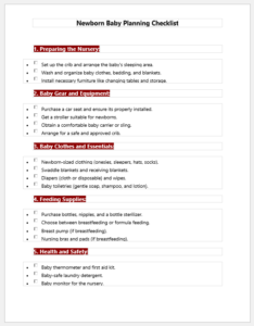 Newborn Baby Planning Checklist