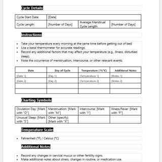 Basal Body Temperature (BBT) Chart