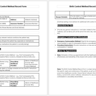 Birth Control Method Record Form