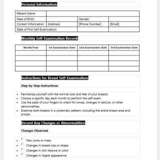 Breast Self-Examination Record Sheet