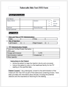 Printable Tuberculosis Tb Test Forms Download