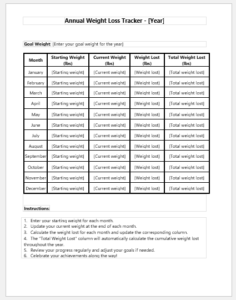 Annual Weight Loss Tracker - [Year]