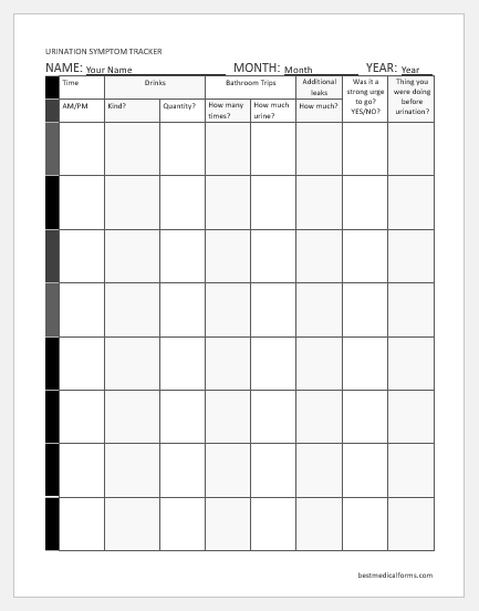 Bladder Diary Chart Printable